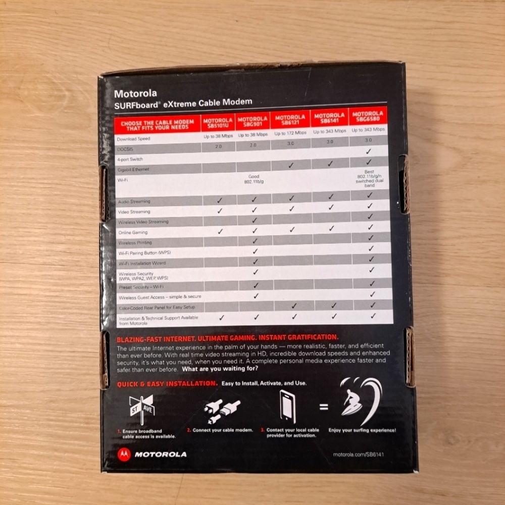 NEW Motorola‎ SURFboard SB6141 DOCSIS 3.0 Extreme Speed Cable Modem - Picture 4 of 6